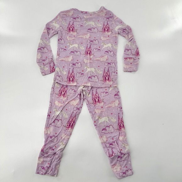 Posh Peanut Girls 2T Unicorn Castle Bamboo Lilith Pajama Set Lavender Pink - Picture 5 of 6